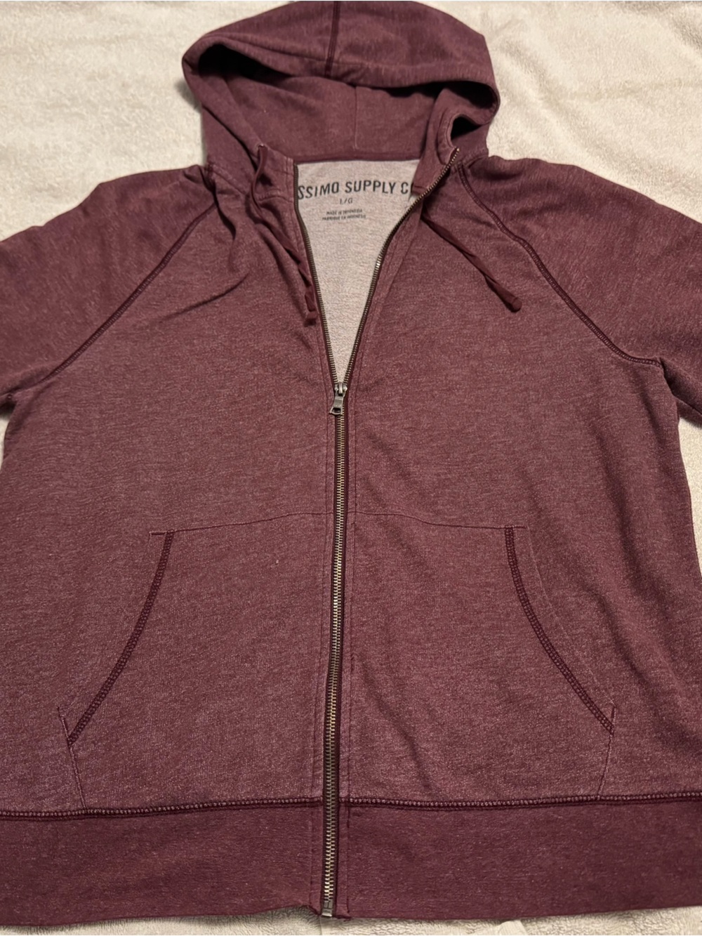Mossimo Supply Co. Men's Zip-Up Hoodie Sweater - Burgundy Plum